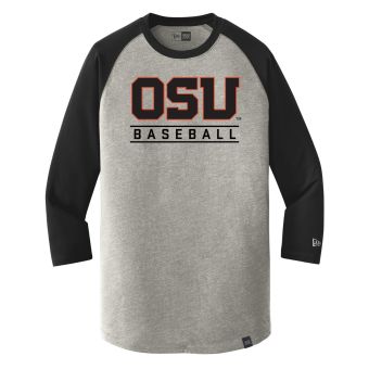 Unisex Grey and Black Oregon State Beavers Baseball Vintage Style 3/4 Sleeve